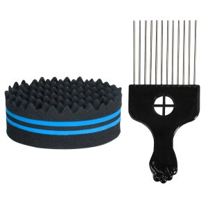 Tools Hair Brush Sponge for Dreads Twists Big Holes Metal Hair Pick Comb Doublesided Breathable Perm Styling Brush for Hair Styling