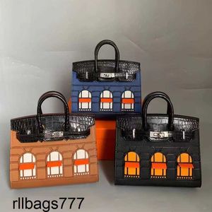 Bag 22 Alligator Platinum Handbag Womens Fashion Trend Leisure Versatile Combination Cowhide House Handgjort äkta läder