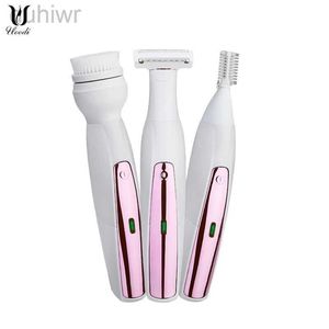 Epilator 3 in 1 Electric Epilator Waterproof Lady Shaver Bikini Hair Trimmer Depilador Face Cleanser Massager Tool Hair Removal d240424