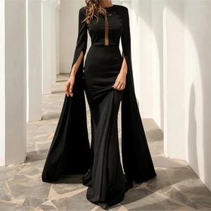 Sukienki imprezowe kadisua elegancka czarna sukienka wieczorowa długie rękawie w szpic w szyku pociąg prosta Slim Fit Form Forbion okazja
