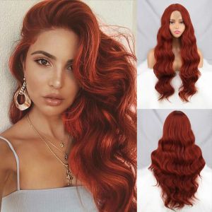 Wigs laranja vermelha longa longa ripple Wig Wig Blackr Wig Halloween Cosplay Wig para mulheres Fibra de temperatura resistente ao calor de cabelo sintético