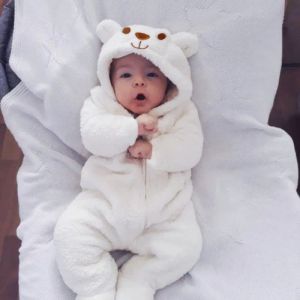 One-Pieces Winter Baby Kleidung süße Cartoon Bärenbaby ROMPERS Pyjamas Baumwolle Kind Jungen Mädchen Tierkostüm Reißverschluss Jumpsuit 024 Monate