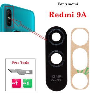 Cabos 1 conjunto de alta qualidade nova câmera traseira lente de vidro + adesivo adesivo para xiaomi redmi 9a lente de vidro da câmera traseira com ferramentas de reparo