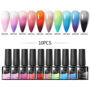 Комплекты Ur Sugar 10pcs Thermal Nail Gel наборы наборы цвета, изменяющий блеск Зимний цвет Полу постоянного замачивания от ультрафиолетового светодиодного лака для ногтей