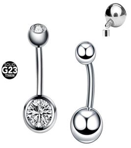 14G Solid G23 Implant Grade Titanium Belly Button Button Wewnętrznie gwintowany CZ pępek piercingowa biszklowa biżuteria 3651878