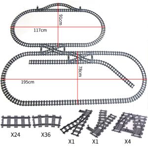 ブロックシティトレイン柔軟なスイッチ鉄道鉄道トラックレール交差点ストレート湾曲したビルディングブロックレンガのおもちゃ7996と互換性