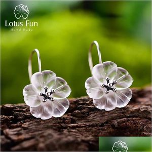 Stud Lotus Fun Fun Real 925 Sterling Sier Orecchini Designer fatto a mano Fiore di gioielli nella pioggia Piega per le donne 240113 Drop dh9he