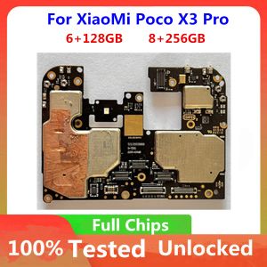 Xiaomi Poco X3 Proマザーボード回路基板6GB 8GB RAM 128GB 256GB ROMフルチップスロジックボード作業用にロックされているアンテナオリジナルロック解除