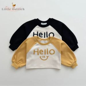 Spaccate neonate neonate ragazzo cotone cappuccio con cappuccio primaverile bambino bambino maniche lunghe maniche lettere casual lettere pullover abiti per bambini 9m5y