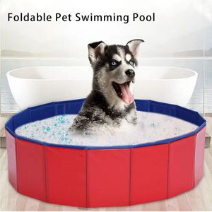 Vikbar hund simning Pool Portable Dog Cat Bad Swimming Tub Dog Pet Cleaning Wading Pool PVC Outdoor Pet Bath Accessories 240419