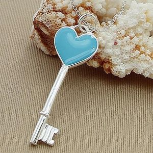 Pendants SAIYE 925 Sterling Silver Heart Key Necklace 18 Inch Chain For Woman Wedding Engagement Party Fashion Jewelry Charm