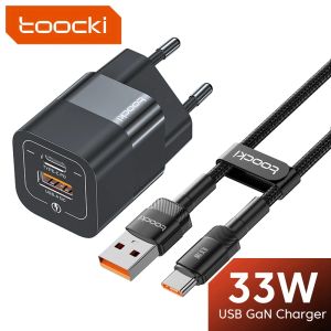 Chargers Toocki 33W USB Charger PD Type C Charger 66W Fast Charging USB C Cable Data Cord For Samsung Xiaomi iPhone Mobile Phone Adapter