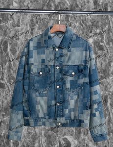 Xinxinbuy Men Designer Coat Coat Coat Coat Mosaic Denim Lettera Jacquard Lettera lunga Donne Blara Blu Albicocca M-2xl