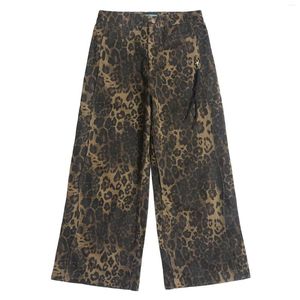 Herrenhose Amerikanische Retro -Stil Casual Wilderness Street Street Leoparden Druck losen Breitenbein vielseitiger Arbeitspeushosen Trendy für Männer