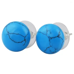 Stud Earrings Reiki Healing Blue Howlite Turquoise Earring Round Stone Bead For Women Fashion Jewelry Gifts Girl