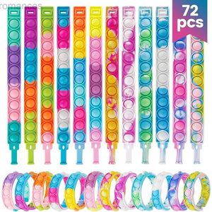 Декомпрессионная игрушка 24/72PCS PCS Fidget Toys Pop Bracelet Party Favors с снятиями стресса упаковывает массовые сенсорные Squishy Toys Bristand D240424