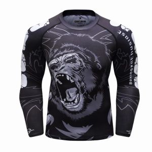 Boks pk mma erkekler rashguard jiu jitsu bjj t gömlekler uzun kollu fitness muay thai boks spor süveteri döküntü koruyucusu forma