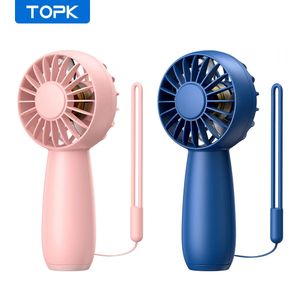 Topk Mini Taşınabilir Fan 1800Mahusb Electric Fan 3 Hızlı Şarj Edilebilir Taşınabilir Fan El Fanları Oda Kamp Malzemeleri 240424