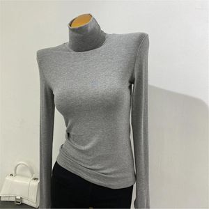 Kvinnors T -skjortor 2024 Autumn Winter Clothes Turtleneck Cotton Shirt For Women Korean Style Slim Tops Woman Solid Basic Tshirts Roupas