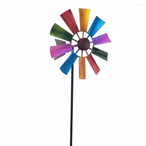 Figurine decorative Creative Wind Mmill Wind Spinner Yard 73 cm Balcone Decorazione da giardino Metal Ornamento Multolor Patio