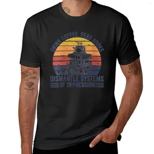 Herrtankstoppar kvinnor dricka kaffe läs böcker demontera system av förtryckande t-shirt pojkar djurtryck skjorta överdimensionerade t skjortor för män