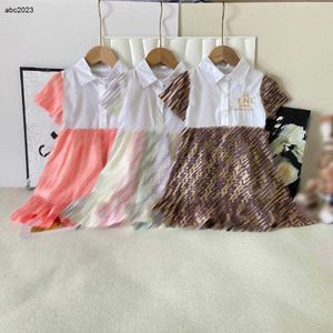 Klassiker baby kjol kortärmad lapel prinsessklänning storlek 90-140 cm barn designer kläder sommar regnbåge design flickor partydress 24 april