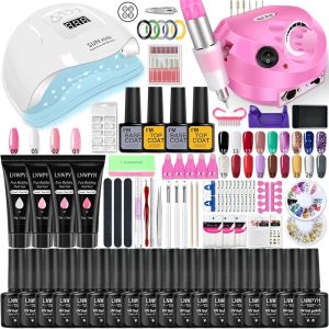 Kits lnwpyh unhas conjuntos de lâmpada LED UV com 18/12 pcs kit de polimento de gel de unha absorve