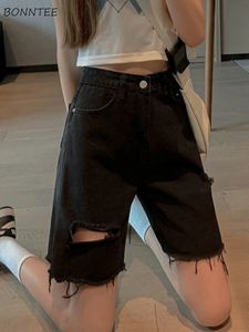 S-5XL Shorts Women Design Hole Simple Holiday Studenter All-Match Streetwear Casual Attraktiv klassisk Ulzzang Chic Daily 240418