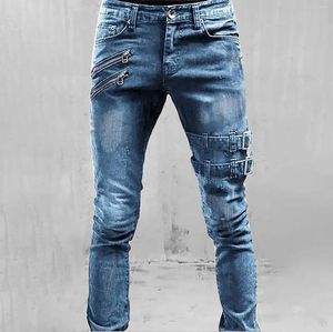 Dżinsy męskie Fit Rise Casual Mid-Rise Slim Spoders Prosty spodnie Męskie Ubranie Sport Jogger