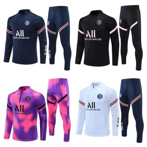 Jerseys de futebol Men's Tracksuits Paris Treinando Jersey Winter Half Pull Manga Long Set Match pré