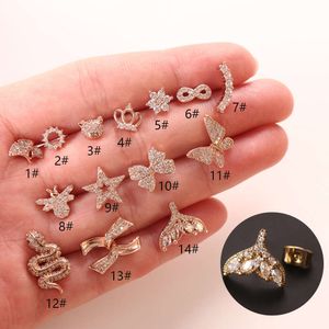 Popular with Punctured Micro Inlaid Zircon Earrings