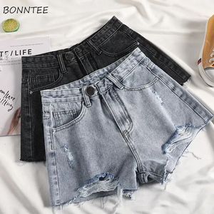 Szorty Kobiety Sexy Hole Denim Empire Summer cienki koreański styl luźne ubranie mody s-5xl Chic Trendy proste streetwear vaqueros 240418