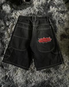 Streetwear baggy shorts y2k denim sportficka brev mönster män och kvinnor retro harjuku hiphop lös byxor 240418