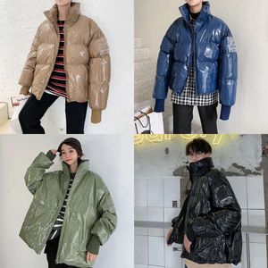 Puffer Bright Jacket för män Vinterkläder Koreanska modepar Skid Vattentät vadderad kappa plus storlek Fluffig Streetwear Epaulet 201028