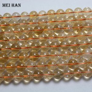 Perlen Meihan Natural (1 Strand) 9,510,5 mm Citrinquarz klar gelb Kristall glatte runde Perlen für Schmuckherstellung DIY -Design