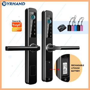 Steuerelemente wasserdichte Outdoor einfach zu installieren Fingerabdruck Tuya WiFi App RFID Kartencode Keyless Smart Electronic Door Lock Aluminium/Slide