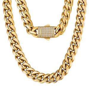 KRKC 18K Real Solid Gold Pleated Miami Cuban Link łańcuch logowany oblodzony CZ Zamknięcie czysto wypełniony naszyjnik dla mężczyzn