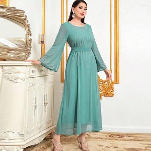 파티 드레스 Mignon Chiffon Scoop Neckline A- 라인 쟁기 가운 가운 캡 스트랩 발목 길이 형식 스팽글 우아한 이브닝 드레스 여성을위한