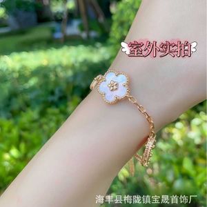 Wysokie wydanie oryginalne 1to1 marka logo kobiet Vancleff Clover Five Flower Biedronka Bransoletka Kobieta 18K Rose Gold White Fritillaria Red Agat Prosto