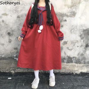 Vestidos casuais mulheres vestidos retalhos de retalhos de marinheiro de colarinho