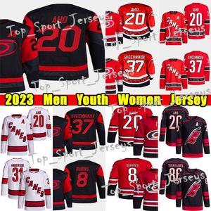 Kob #20 Sebastian Aho Reverse Retro Hockey Jersey #8 Brent Burns #37 Andrei Svechnikov Teuvo Teravainen Frederik Andersen Martin Necas Staa