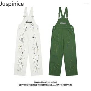 Herren Jeans Herbst Hip-Hop Splash-Ink-Graffiti gedruckt Denim Hosentrener High Street Lose lässige Straße Overalls Männliche Kleidung