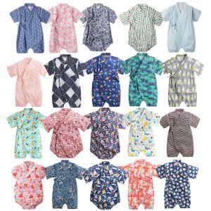 One-Pieces 024M Kimono Baby Clothes Japanese Style Kids Girls Boy Romper Retro Bathrobe Uniform Clothes Infants Pajamas Floral Costume