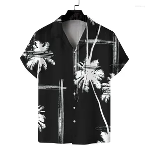 Camicie casual maschile hawaiane foglie di foglie di alberi tropicali per uomini primavera estate 3d spiaggia camicetta sciolta