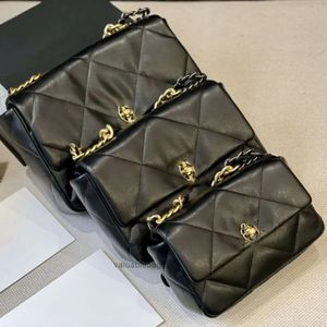 أكياس الكتف 19BAG حقيبة يد رفرف حقيبة Lambbskin ذات النغمة الفضية النغمة الفضية الروثينيوم السلسلة السميكة السميكة غابرييل الكلاسيكية المبطن 3 أحجام VR