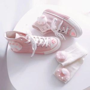 Stivali primaverili autunnali scarpe da donna rosa più alto vulcanizza scarpe da ginnastica carina gatto artiglio nuovo moda cartone animato casual adorabile e dolce