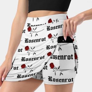 Saias Rosenrot-Black Feminino Salia Y2K Roupas de verão 2024 KPOP TRUSLER com bolso Rosenrot Red Rose Tattoo