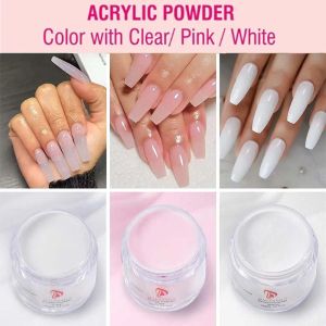 Flüssigkeiten 10G/Flaschen Acrylpulver für Nägel Verlängerung klarer weiß rosa Blumenschnitzer Builder Power Maniküre Nagelkunstdekoration Glitzer