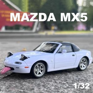 Cars 1/32 Mazda MX5 LELO DE SIMULAÇÃO Toys Cars Modelo Diecast Metal com som e luz Pull Back Series Coleção de presentes infantis