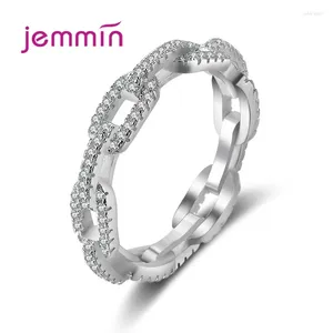 Anelli a grappolo Real 925 Silver Geometric Twist Chain Ring per donne Fashi